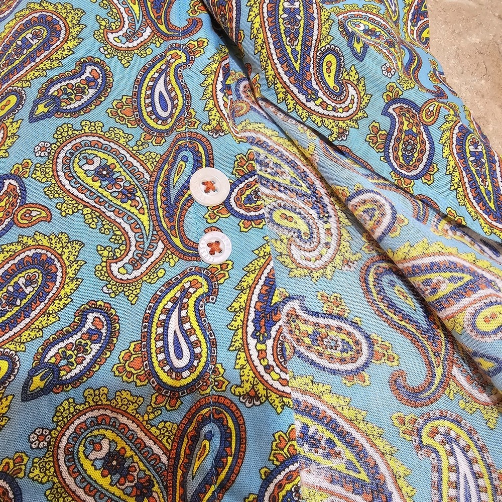 Men's Alan Flusser Blue Paisley Button Down Shirt Long Sleeve Size Large - Picture 7 of 7